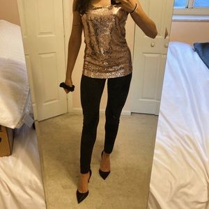 Shiny copper sequin blouse